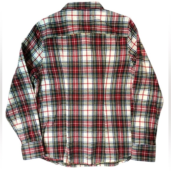 L.L.Bean Cream Red Black Green Slightly Fitted Flannel Shirt - Picture 4 of 9